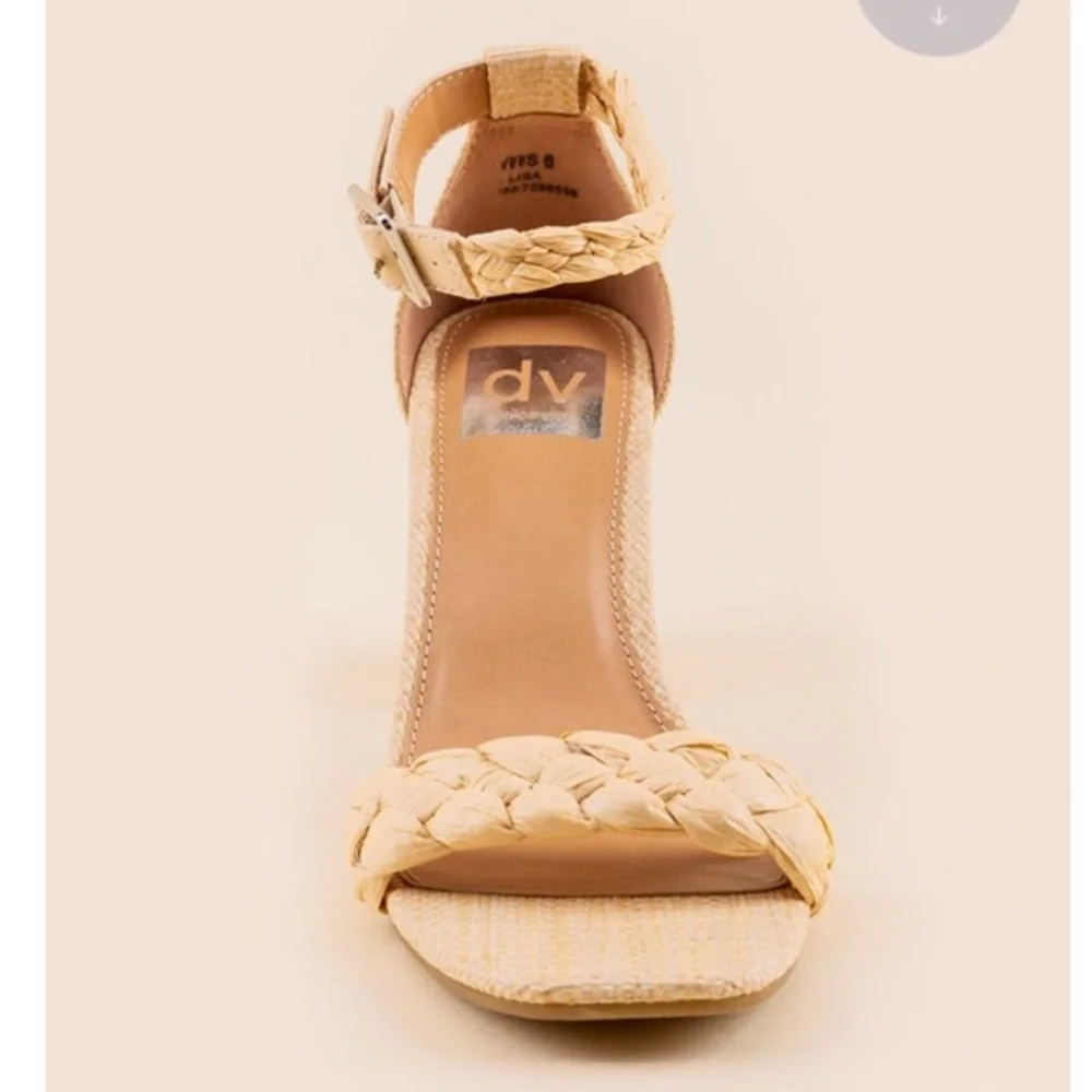 DV by Dolce Vita Hassa Heels‎ Natural Tan Braided Rattan Raffia Block Heel - Picture 5 of 14